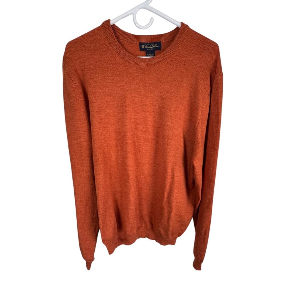 Brooks Brothers Crewneck Merino Wool Blend Sweater Stretch Orange Colorful Large - Picture 5 of 9
